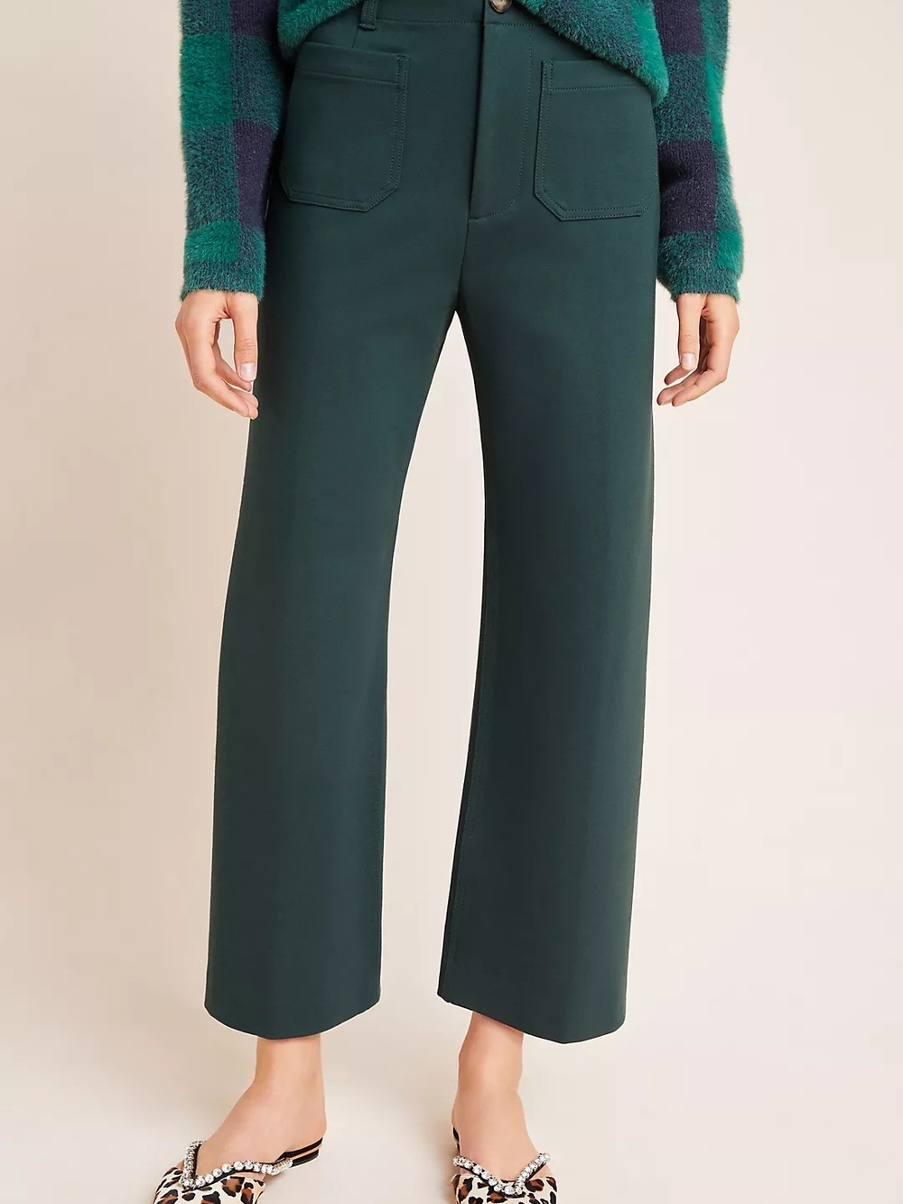 Anthropologie Courtney Cropped Wide-Leg Trousers Size 14